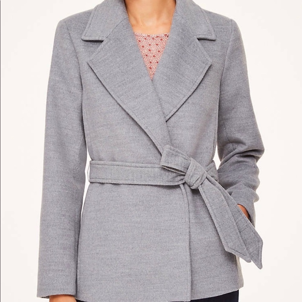 Loft Grey wrap coat NWT size M